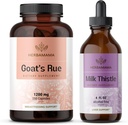 HERBAMAMA Goat's Rue and Milk Thistle Kit - bundel van 1200 mg Geit's Rue Capsules & Milk Thistle Liver Detox Drops 4 fl oz - Vegan, Non-GMO, Sugar & Alcohol-Free - 2 Pack