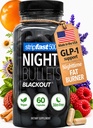 Night Bullets Weight Loss Pills for Women & Men, Stim-Free Nighttime Fat Burner, GLP-1 Support, Appetite Suppressant, Diet Pills with Ashwagandha & CLA, 60 Capsules