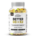 Organics Ocean Better D3 + K2-100% Organic VIT D3 en K2 Supplementen met maximale biologische beschikbaarheid - Ondersteunt botdichtheid, calciumbalans, immuniteit & Mood - 1-pack, 30 dagen levering
