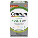 Centrum Silver Multivitamine voor Volwassenen 50 Plus, Multivitamine/Multimineral Supplement met Vitamine D3, B Vitaminen, Calcium en Antioxidanten, Glutenvrij, Non-GMO Ingrediënten - 80 Tel.