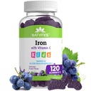 Gummies de fer pour enfants avec vitamine C - Delicious Grape Flavor - Energy & Blood Health Support - Supplément de fer pour enfants non végétariens sans gluten pour enfants et tout-petits de 2 ans et plus (120 comtes)