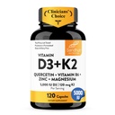 Sandhu's vitamine D3 K2 Magnesium 5000 IE, 120 mcg K2 capsules 120 telling (verpakking van 1) met VIT B6, zink en quercetine D3K2 ondersteunt Superior Absorptie, Energie, Immune, Spiergezondheid voor mannen en vrouwen