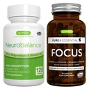 Neurobalance + Focus Brain Booster Groupe végétalien, haute absorption de zinc Magnésium et B6 + caféine, acides aminés et vitamine B méthylée, par Igennus