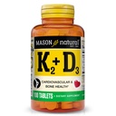 MASON NATUURLIJKE Vitamine K2 + D3, 100,Dagvoorziening, met calcium voor normale bot- en spierondersteuning, tabletten