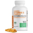 Bronson Super B Vitamine B Complex Sustained Slow Release (Vitamine B1, B2, B3, B6, B9 - Foliumzuur, B12) bevat alle B Vitaminen 100 tabletten