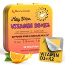Vitamine D3 K2 Supplement 5000 IE - Fast-Absorbing Oral Strips for Bone & Heart Health - Vitamine D K2 Plant-Based Formula - D3K2 - High-Potency Vitamina D3 con K2- Non GMO - Sugar-Free (30 telling)