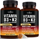 NIEUWE AGE Vitamine D3 5.000 IE + K2 MK-7 100 mcg - 2-in-1 bot, Immune & Heart Support, Gemakkelijk door te slikken, Non-GMO - 120 capsules