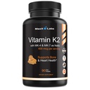 Supplément Vitamine K2 - Spectre complet Vitamine K2-MK7, MK4 et Vitamine D - Haute résistance K2 fonctionne avec Vitamine-D3 - Vitamine-K 600mcg - Soutient la santé des os - 90 capsules