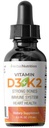 Alimentation à base de plantes Vitamine biologique D3 K2 gouttes – 5000 UI D3 + 63 mcg MK7 K2 – 270 portions, végétalien, supplément liquide Livraison supérieure – os, coeur, imune et support d'humeur – Arôme de menthe poivrée