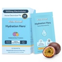 Feel Goods Hydration Hero, 1000mg Electrolytes Powder, Sugar Free, Magnesium, Organic Aloë Vera, L Theanine, Vitamine C & B12, Keto, Vegan, Electrolyte Packets, Passion Fruit Punch, 15 Tel.