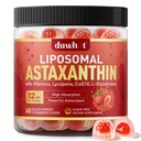 Liposomal Astaxanthin Gummies, Organic Astaxanthin 12mg Supplements with Lycopene, Glutathione for Powerful Antioxidant, Plus Vitamins & CoQ10 for Eye, Skin & Immune Health, Sugar Free, Vegan, 60