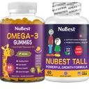 NuBest Bundle Bone Growth - Hersengroei: Omega 3 Gummies Tall New Look for Kids & Teens with Calcium, Collagen, Herbs, Omega 3 Flaxseed Oil