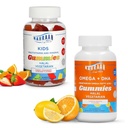 Halal Multivitaminen voor kinderen (90 telling) & Halal Omega 3 Gummies voor volwassenen en kinderen (60 telling) - Niet-GMO, Vegetarisch, Glutenvrij Halal Gummies