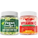 Nextdia Vegan Omega 3 Gummies + Whole Food Vitamine C Gummies voor volwassenen en kinderen