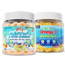 Gommies L-méthylfolate pour enfants, 5-MTHF actif + méthyl B12, vitamine B6, B2, Choline, Omega végétal 3 DHA & EPA + Omega 3 Gommies enfants + calcium 400mg + vitamine D3 K2 + C, Omega-3 DHA & EPA Supplément
