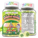 NEVISS Enfants 4+ & Adolescents Super Verts 40-en-1 Gommies avec/Multivamin, Oméga3 Fer, D3K2, Picky Eater Bio Super Fruits Végétiques Superfood Gommy, Champignon, Lutéine