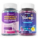 Sans sucre 2 Pack Vitamines prénatales pour les femmes Gummies + 1 Pack Gummies de sommeil pour les enfants