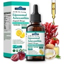 Liposomale Astaxanthine 24mg Liquid Drops, 11-in-1 Antioxidant met MCT Oil, Lycopeen & Organic Coconut Oil, Fresh Microalgen Bron, Ondersteunt ooghuid Joint Health voor vrouwen en mannen, Citroensmaken