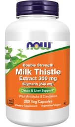 NOW Foods Supplementen, Silymarin Milk Thistle Extract 300 mg met Artichoke en Dandelion, dubbele sterkte, ondersteunt leverfunctie*, 250 Veg Capsules (1)