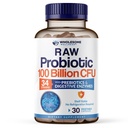 Gezonde Wellness Biologische Raw Probiotica 100 miljard CFU, Dr Geformuleerd voor Vrouwen en Mannen, Complete Adult Supplement met Prebiotica en Digestieve Enzymen; 30 Capsules, Plank Stable