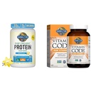 Tuin van het leven Biologische Vegan Vanille Proteïne Poeder 22g - Vitamine Code Vitamine C 120 Capsules Bundel