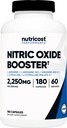Booster à oxyde nitrique Nutricost 2250mg, 180 capsules - 750mg par casule, 60 portions - sans gluten et sans OGM
