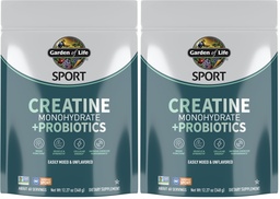 Tuin van het leven Creatine Monohydraat poeder voor vrouwen & mannen, Micronized Pre Workout met Probiotica voor spier, kracht, Sport Amino Energie, ongeveer 60 Makkelijk te mengen Unflavored Servings, (pakket van 2)