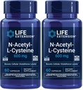 Life Extension N-Acetyl-L-Cysteine (NAC), Immune, Respiratory,Liver Health,NAC 600 mg, Potent antioxidant Support,Free-radicals,Easy to Absorb,60 Capsules,(Pack of 2)