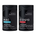 Sports Research® Antioxidant Support Pack - N-Acetyl L-Cysteine (NAC) 600mg, CoQ10 100mg Enhanced w/Coconut Oil & Bioperine - Vegan · Non-GMO · Glutenvrij