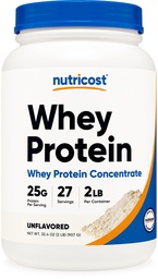 Nutricost Whey Protein Concentrate (Unflavored) 2LBS - Gluten Free & Non-GMO