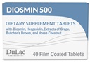 Dulac Diosmin 500, Micronized Diosmin Hesperidin Dieetsupplement 1000mg per portie, Horse Chestnut Extract, Butcher