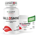 Hallusa Natural Hallosmine 300mg Diosmin, 60 Capsules + Crème de jambe libre avec Diosmin, Hesperidin et Châtaigne de cheval, 4 oz.