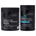 Sports Research® Gym Pro Pack - Creatine Monohydrate Powder w/Creapure Gain Lean Muscle, Improve Performance, Support Workout Recovery + Magnesium L-Threonate Capsules 2000mg - High-Absorption Magtein