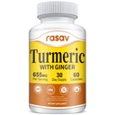 Rasav Turmeric Curcumin Supplement - 95% Curcuminoids with Turmeric & Ginger, Black Pepper for Ultra High Absorption, Support Joint & Digestion Health, Non-GMO, 60 Capsules