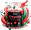 Bizi Creatine Watermeloen Gummies voor mannen en vrouwen, Creatine Monohydraat Gummies, Watermeloen smaak Creatine Gummy, Workout, Spiergroei, & Recovery Supplement, Vegan & Glutenvrij (60 ct)