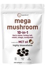 Micro Ingredients 10‑in‑1 Mega Mushroom Complex Supplement – Lions Mane, Cordyceps, Reishi, Chaga & More – 240 Softgels with MCT Oil – 4 Month Supply – Adaptogenic Functional Mushroom Blend