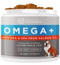 PawMedica Omega 3 voor honden, hondenhuid en jas supplement met visolie liefde helpt met hond droge huid, Omega 3 6 9 vitamine kauwen voor hondenallergieën