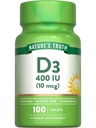 Nature's Truth Vitamin D3 | 400 iu (10 mcg) | 100 Tablets | Vegetarian, Non-GMO, & Gluten Free Supplement