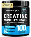 Venture Pal 100% poudre monohydratée de créatine micronisée pure, crème non aromatisée pour les femmes et les hommes, végétalien, kéto, sans gluten, 5 g (5000mg) par portion, Creatina Monohidratada en Polvo