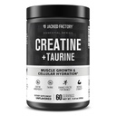 Jacked Factory Creatine + Taurine - Creatine Monohydraat 5000 mg met Taurine 2000mg voor verhoogde spierkracht & cellular hydratatie - 60 porties, ongearomatiseerd