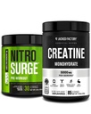 Ge Jacked Factory Nitrosurge Pre-Workout & Creatine Monohydraat - Pre-workout poeder met Creatine voor spiergroei, verhoogde sterkte, eindeloze energie - Arctic White Preworkout & Unflavored Creatine
