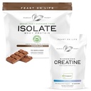 Muscle Feast Micronized Creapure Creatine Monohydrate - Unflavored 250g (x1) and Isolate Whey Protein Powder - Chocolate 5lb (x1) - Muscle Recovery and Performance Bundle