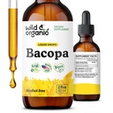Teinture de Bacopa sauvage et biologique - Supports Calme, Focus, Clarity - Bacopa Monnieri supplément liquide - gouttes sans alcool avec extrait de Brahmi - végétalien, sans sucre - 2 mois d'approvisionnement - 2 fl oz