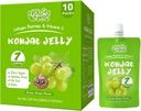 Konjac Jelly Pouch Drinkable Green Grape Flavor, Low Calories (7 Kcal), 10 Packs, Gluten Free, Zero Sugar, Keto, Collagen Peptides, Vitamin C Sweet Healthy Fruit Snacks Gifts