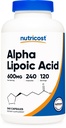 Nutricost Alpha Lipoïnezuur 600mg per portie, 240 Capsules - Glutenvrij, Vegetarische Capsules, Sojavrij & niet-GMO