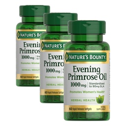 Nature's Bounty Primrose Oil 1000mg, Promotes Women's Health, Herbal Supplement, Gluten Free, Rapid Release,60 Softgels (Pack of 3)