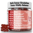 Pine Bark Extract L-Arginine L-Citrulline Beetroot Probiotic Fiber Methylated B Complex Zinc Gummies for Women Men Adults Kids w. Chicory Root Inulin 5-MTHF B6 P5P Powder Capsule Pill Supplement Alt