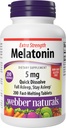 Webber Naturals Extra Strength Melatonin 5mg, Fast-Melting Tablets, 200 Day Supply, 100% Drug Free Sleep Supplement for Adults, Peppermint Flavored, Gluten Free, Non-GMO, Vegetarian Formula