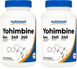 Nutricost Yohimbine HCl 5 mg, 240 capsules (2 flessen) - extra sterkte - Glutenvrij & niet-GMO