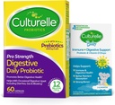 Culturelle Pro Strength Capsules Probiotiques quotidiennes, Probiotiques pour hommes et femmes 60 Compte, 2 mois + Culturelle Bébé Immune et soutien digestif Probiotique + Vitamine D gouttes 0-12 mois, 30 jours d'approvisionnement, 9ml